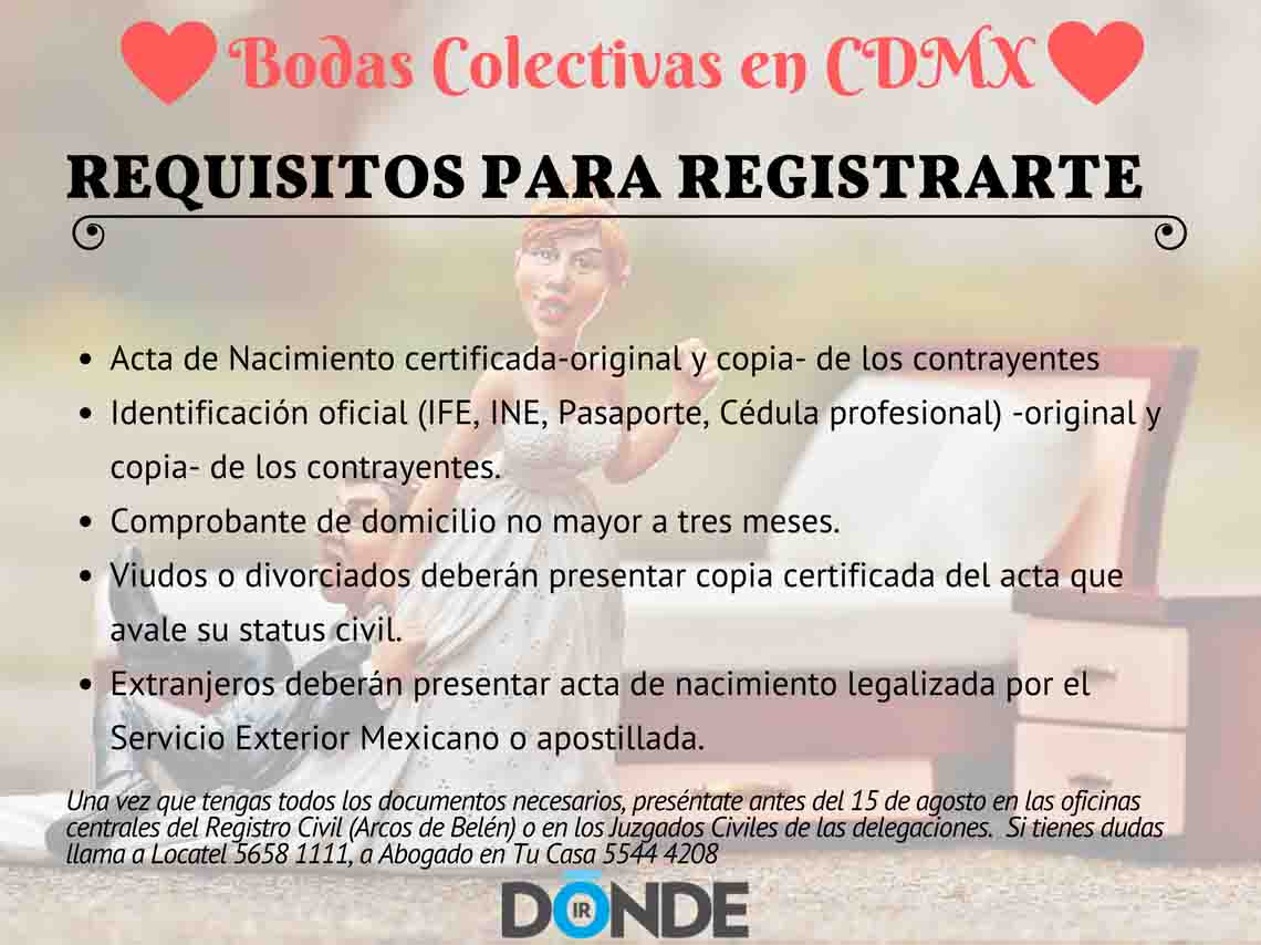 Bodas colectivas gratuitas en agosto 2017