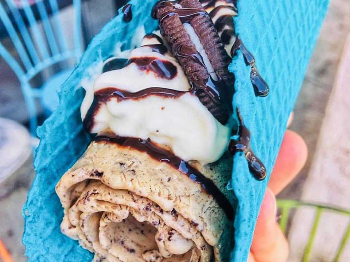 Taco de helado en Fickse preparado a la plancha