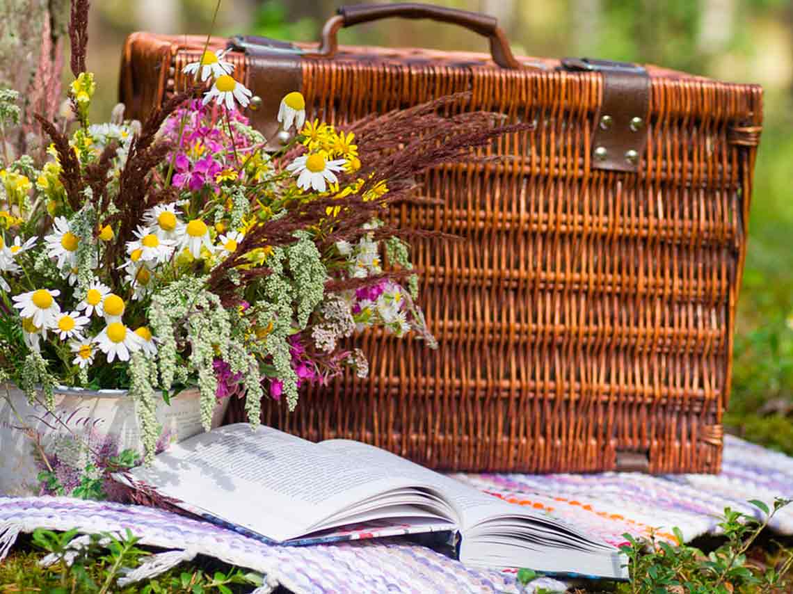 Lugares para hacer un picnic en CDMX canasta cafe con flores