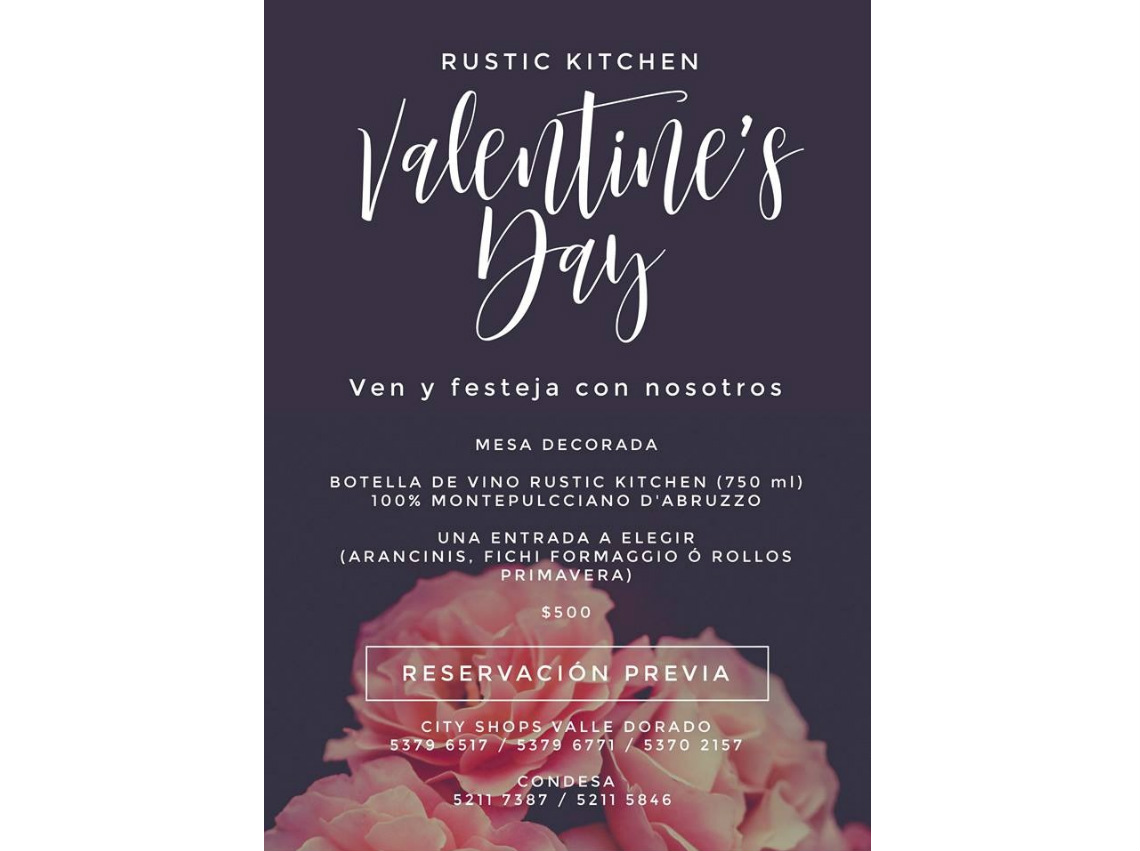 Rustic Kitchen celebra el 14 de febrero.