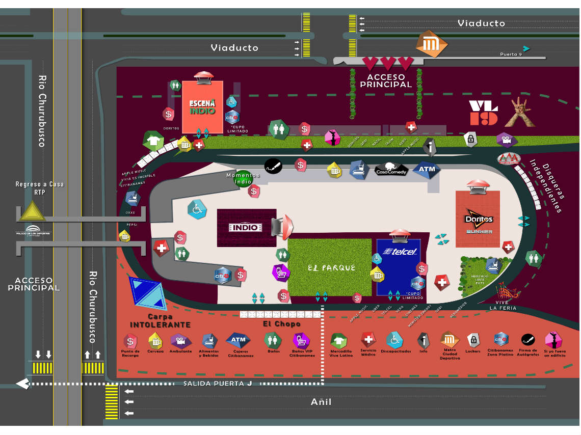 Guía de Supervivencia para el Festival Vive Latino 2019: mapa