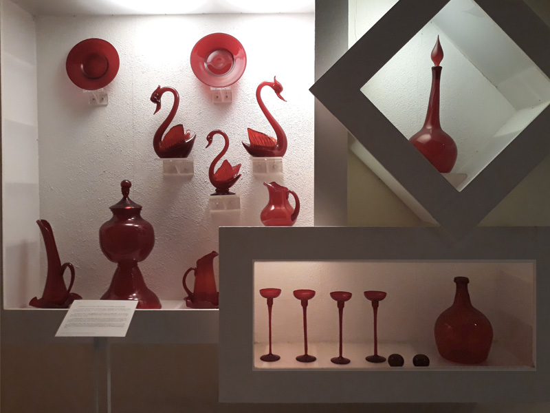Vidrio soplado en exhibición, Museo Dolores Olmedo