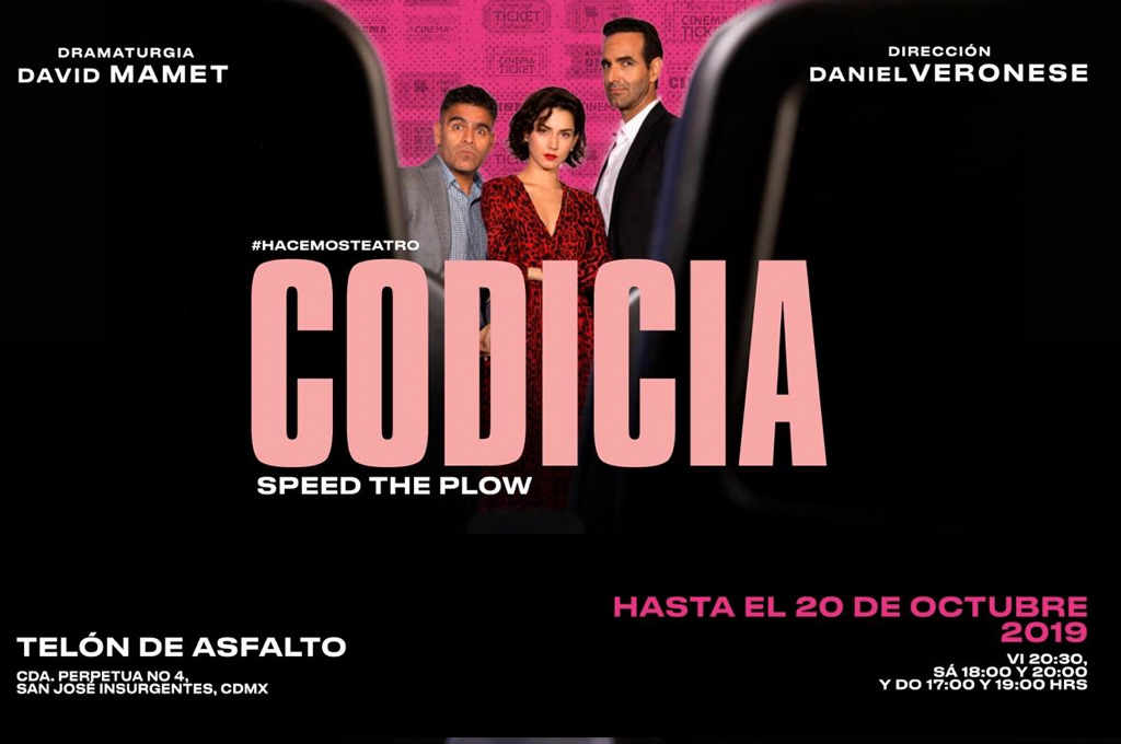 Cartel de obra de teatro Codicia.