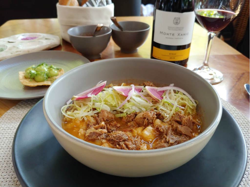 Pozole, uno de los neuvos platillos del restaurante Chapulín de Polanco.