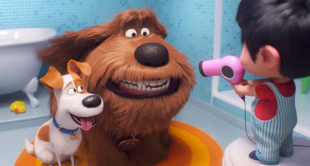 La vida secreta de tus mascotas 2: niño, Duke y Max juegas con la secadora