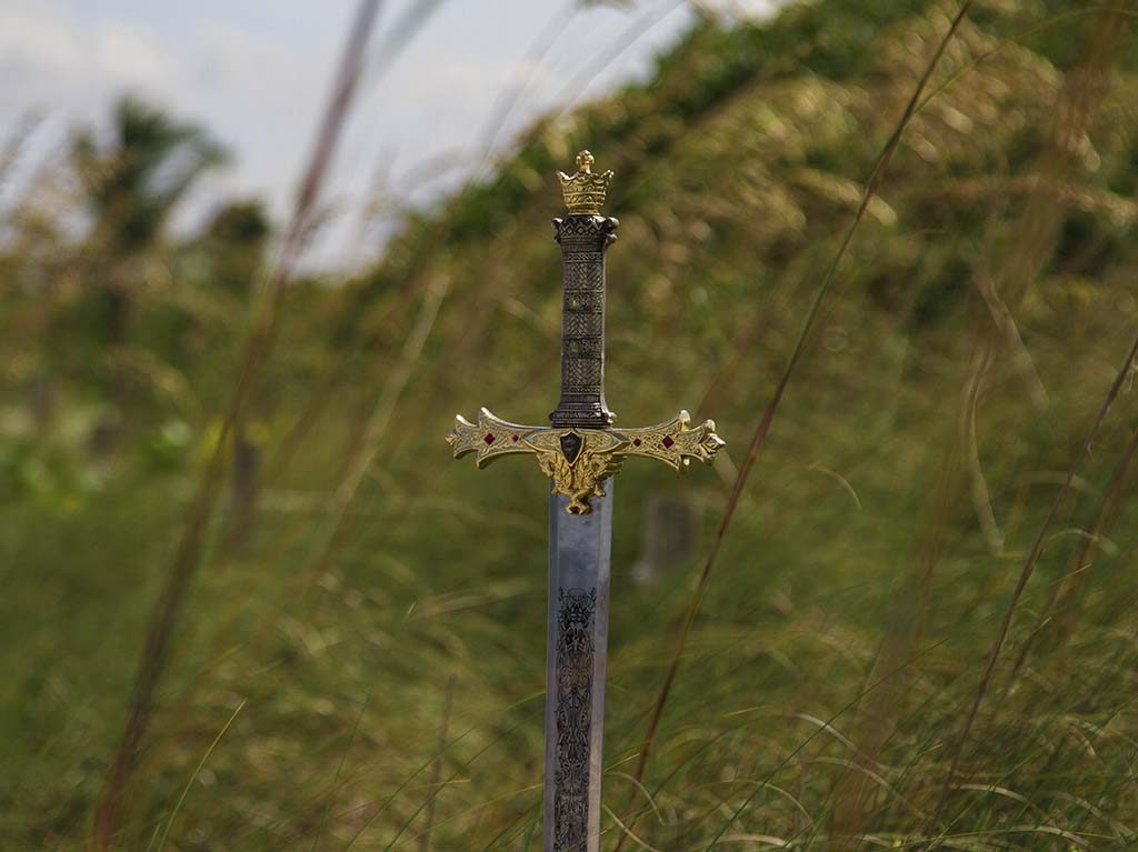 Encuentro medieval. Rey Arturo, Merlín y los caballeros