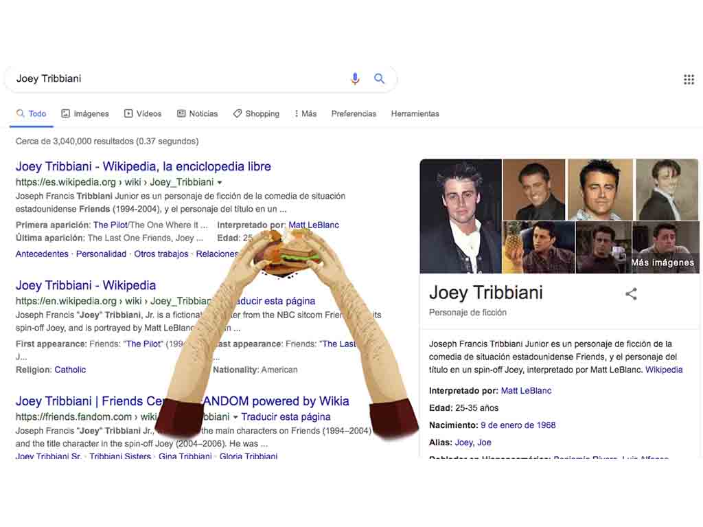 Joey Tribbiani de Friends en Google