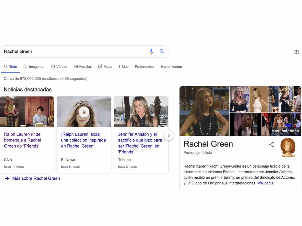 Rachel Green de Friends en Google