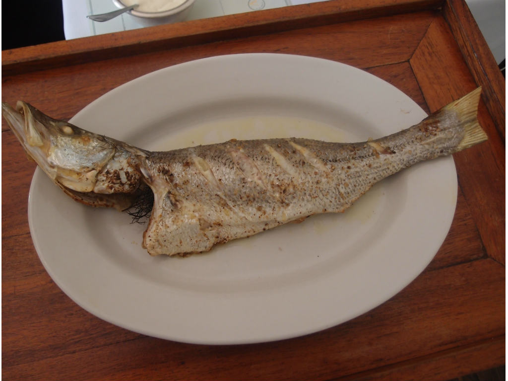 Cena comunal Casa Virginia: robalo rostizado