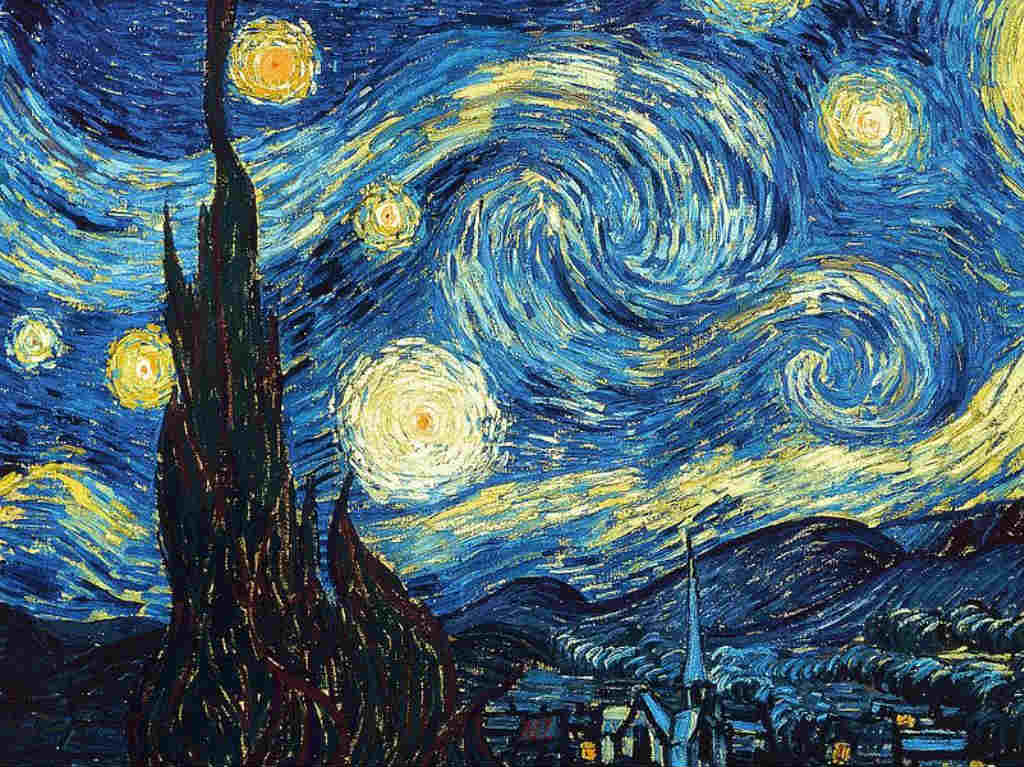 Van Gogh girasoles contra el mundo cielo estrellado