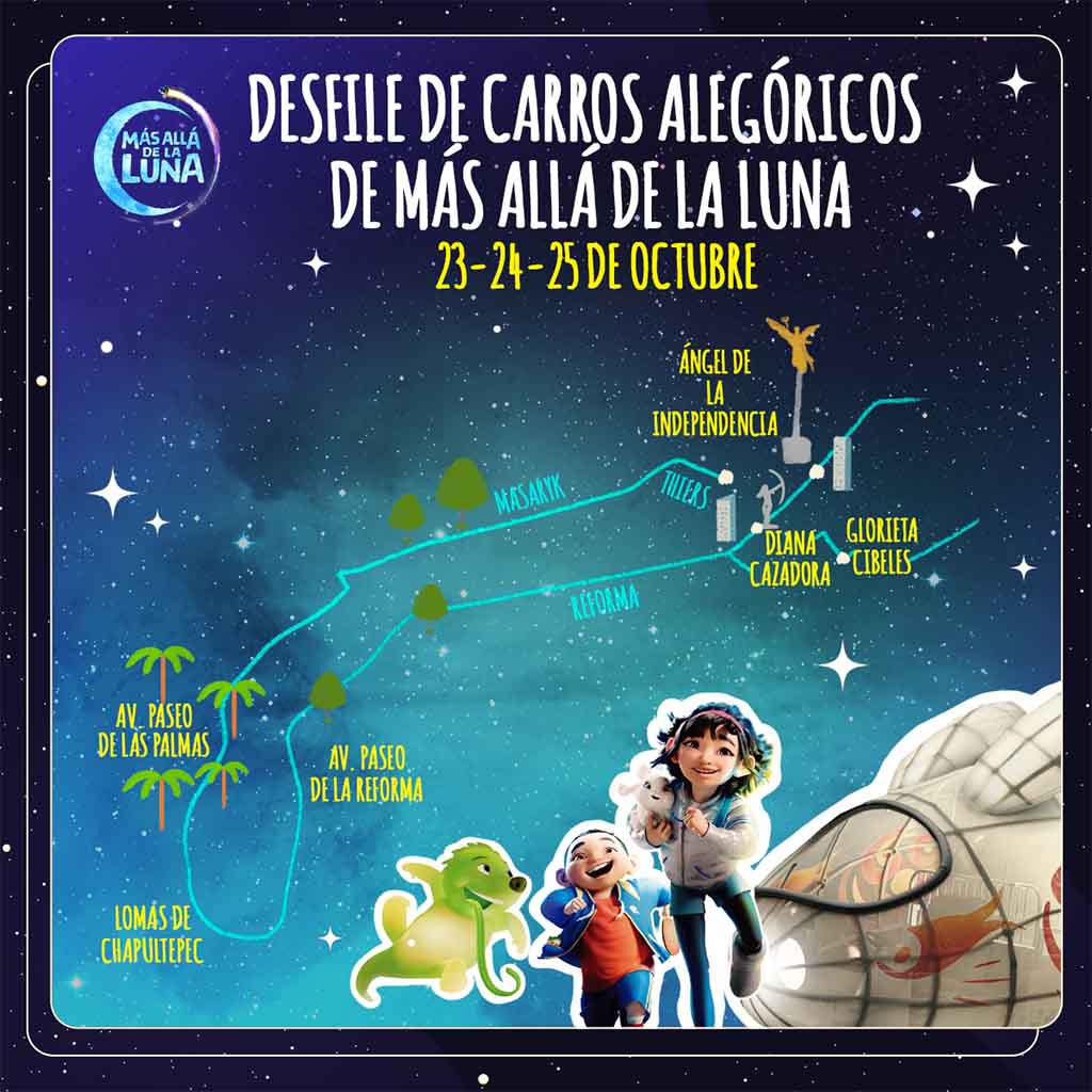 Desfile de los personajes Más allá de la luna por Reforma y la Roma 0