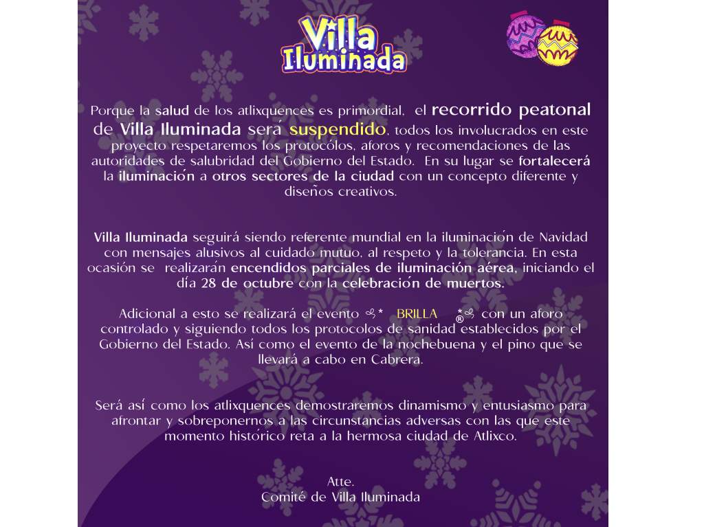 Villa Iluminada en Atlixco comunicado