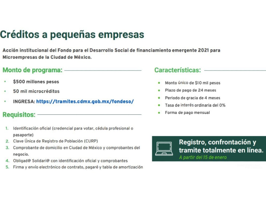 Apoyos emergentes por semáforo rojo en Ciudad de México: Créditos a pequeñas empresas