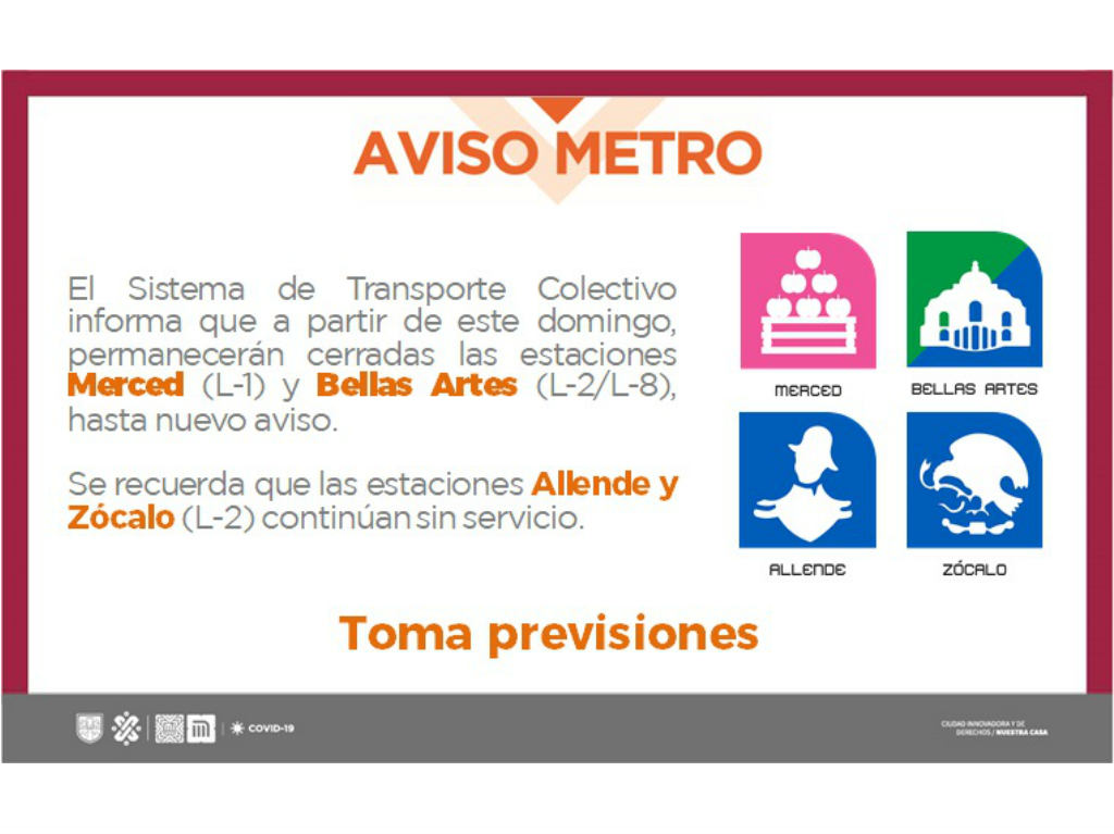 metro aviso de cierre de estaciones