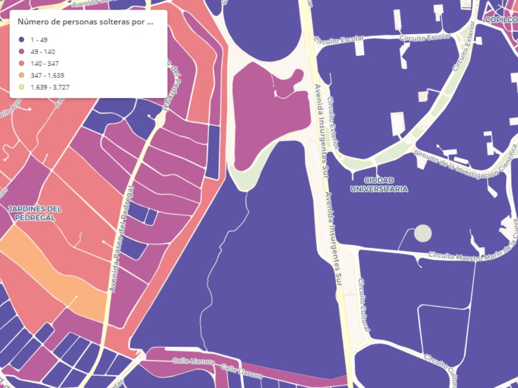 Mapa de las Personas Solteras en la CDMX CU