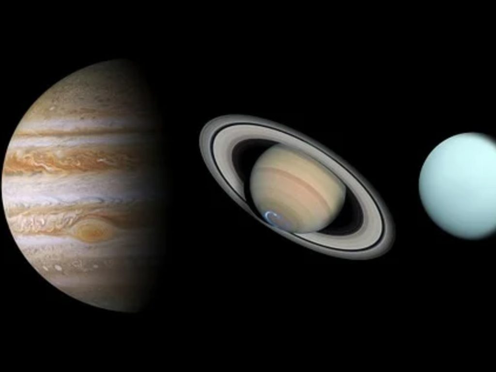 Mercurio, Júpiter y Saturno planetas