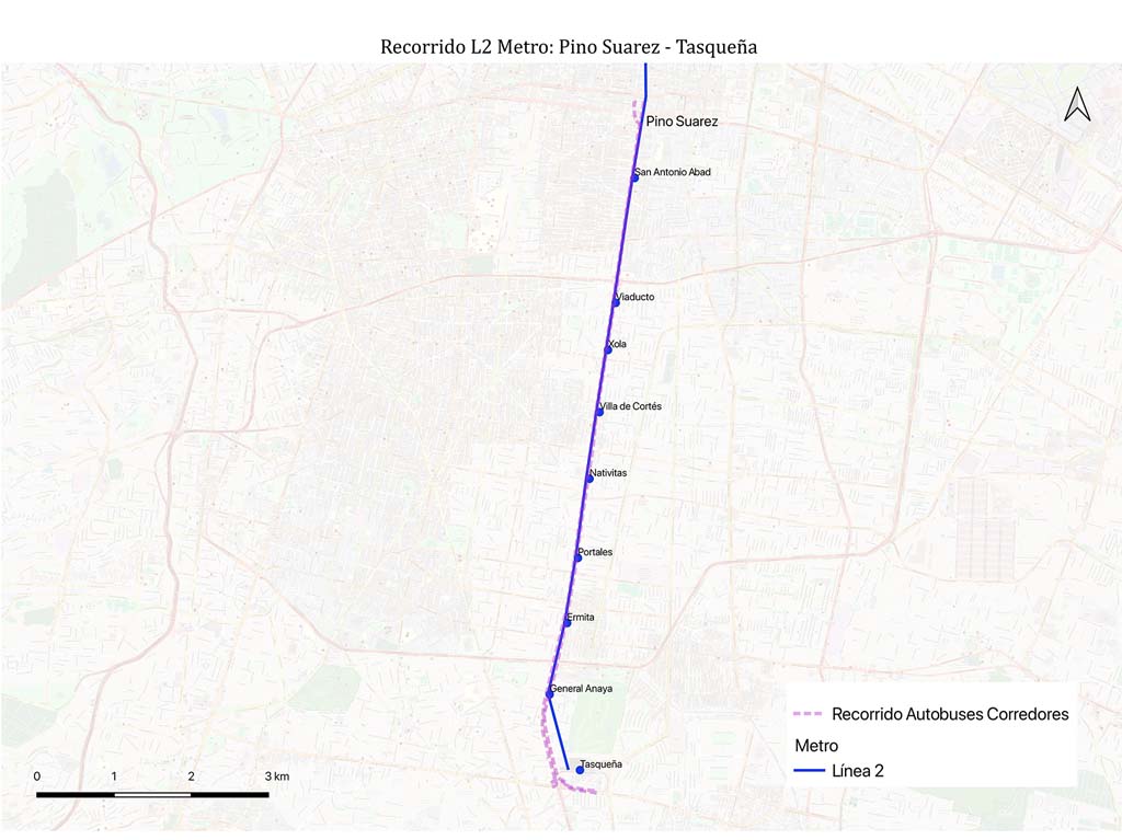 ruta alterna metro linea 2