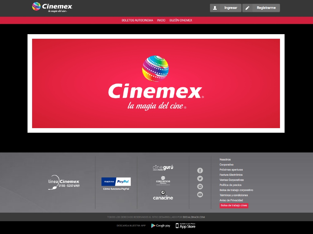 Sitio y app de Cinemex dejan de funcionar