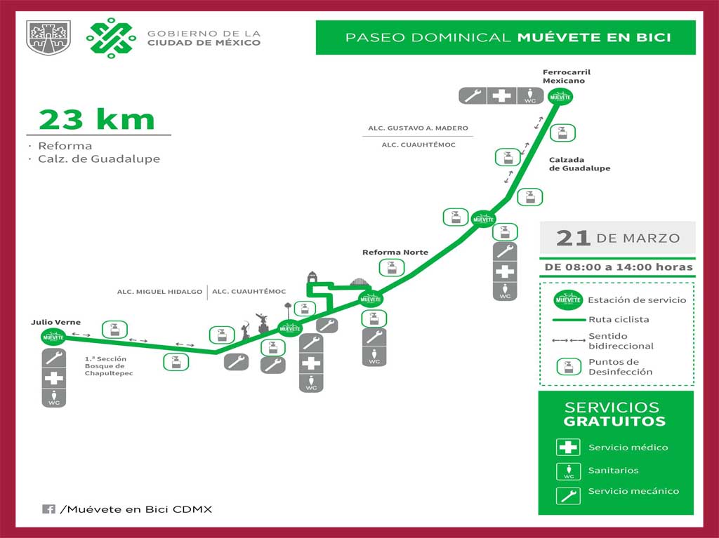 Ruta Paseo Dominical Muevete en Bici