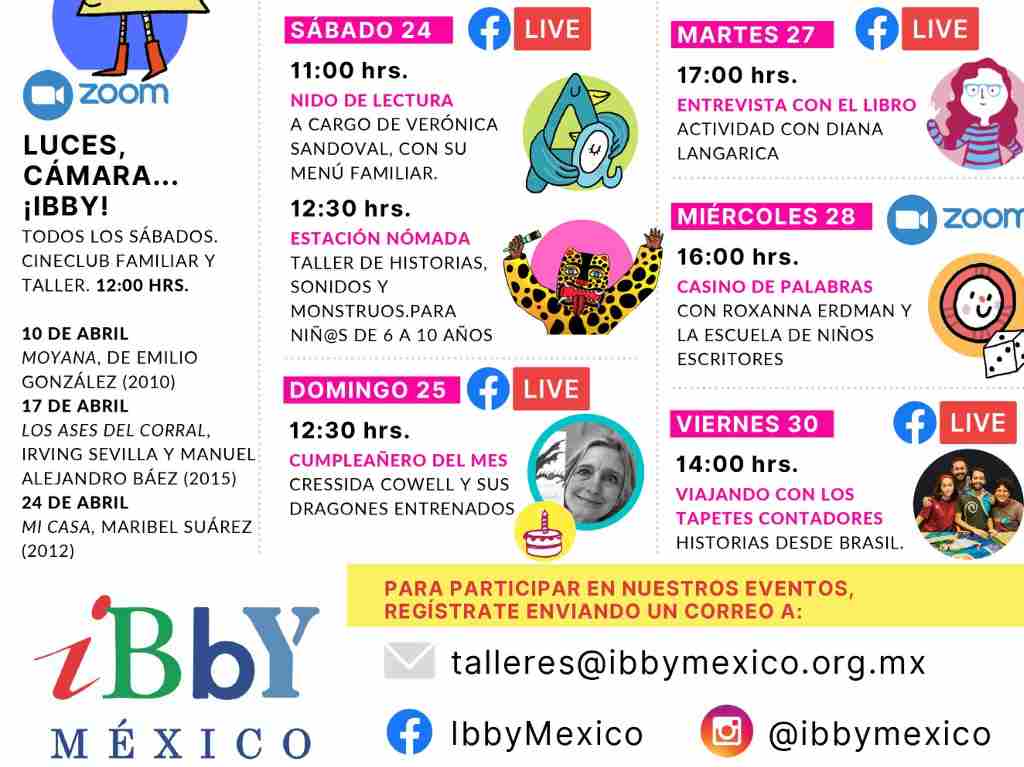 Picnic literario niños IBBY México Cartelera abril