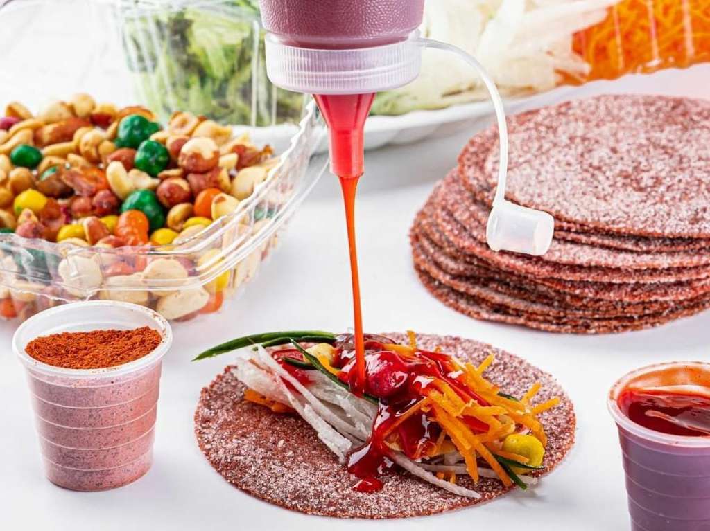 tacos de chamoy con verdura chile