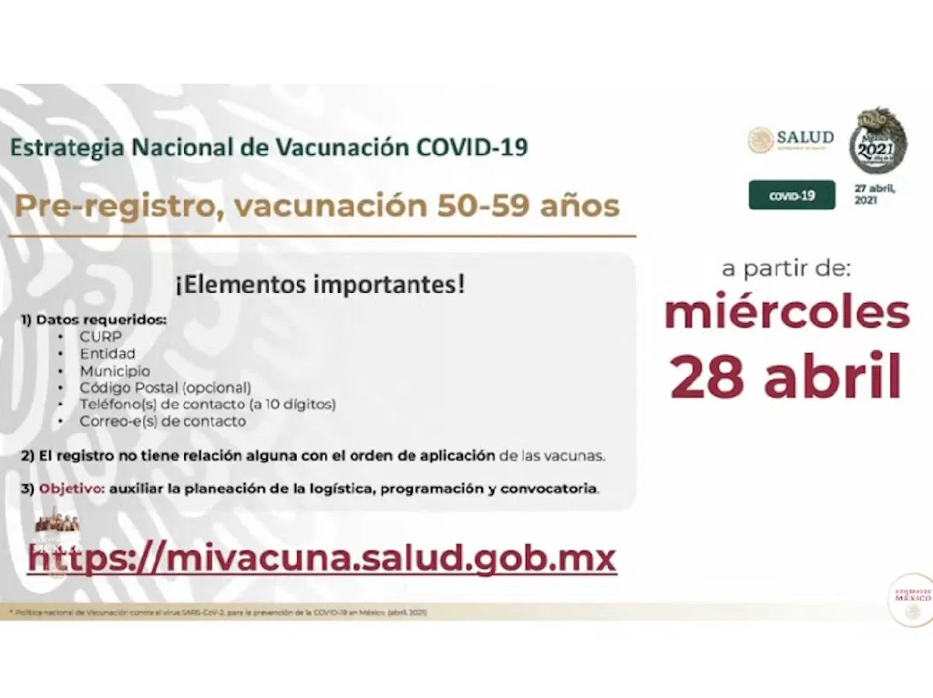 vacunación de personas de 50 a 59 presidencia