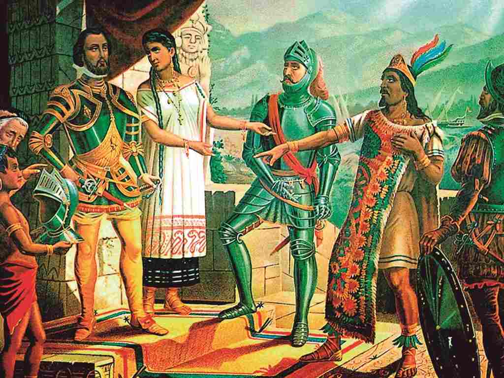 Penacho de Moctezuma: la polémica por volver a México Cuadro Cortés y Moctezuma 