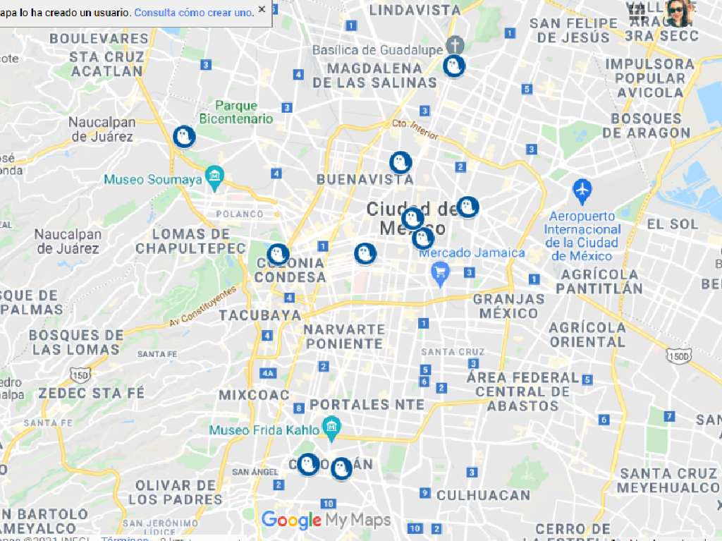 Mapa de lugares con fantasmas google