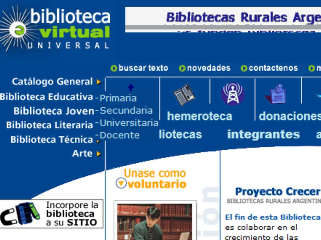 Páginas para descargar libros gratis y legales Biblioteca Virtual Universal 