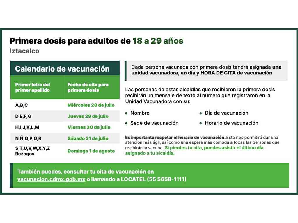 Vacunación adultos mayores de 18 en Iztacalco