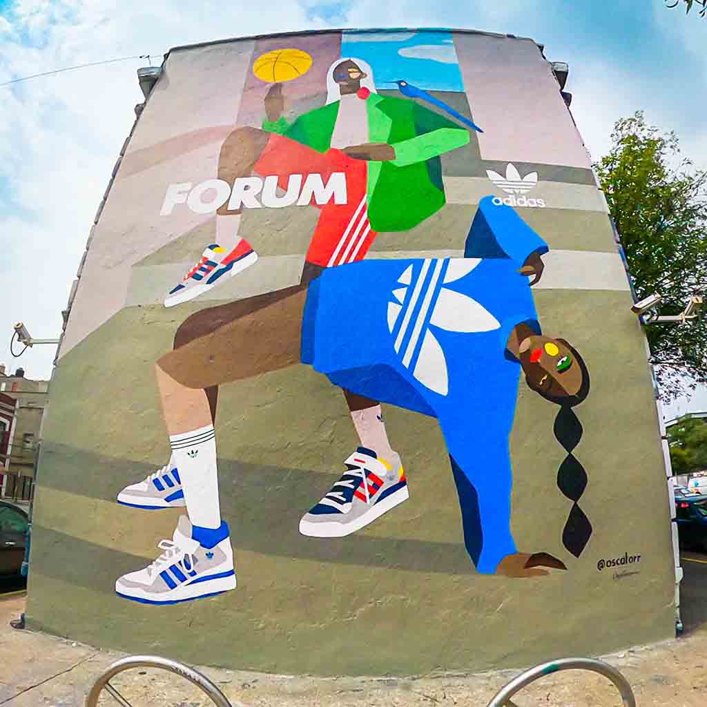 Murales de Adidas: cinco artistas crean street art inspirado en los Forum 3