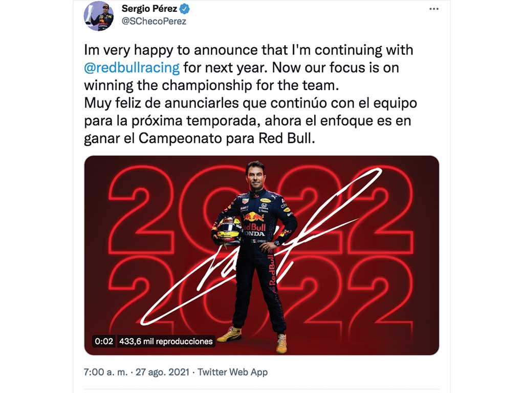 checo pérez renovó con red bull