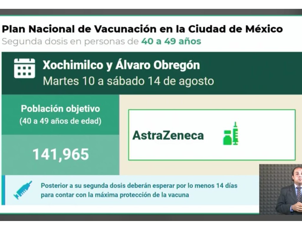 Segunda dosis para adultos de 40 a 49 años Astra