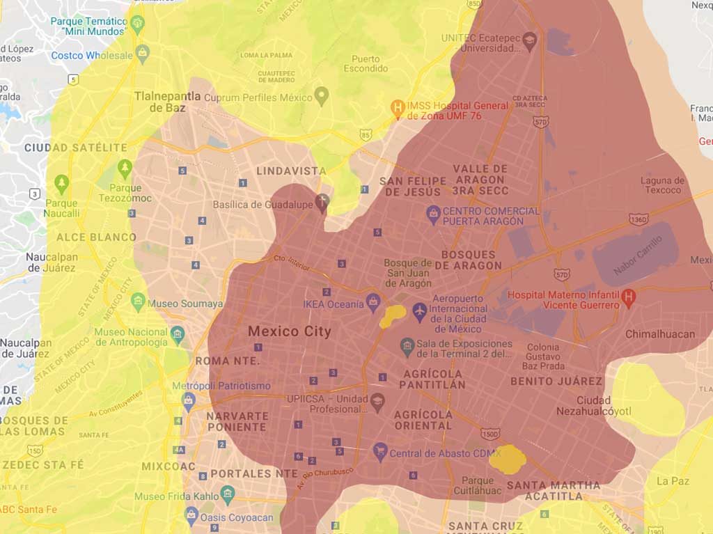 Zonas en CDMX con mayor intensidad sísmica