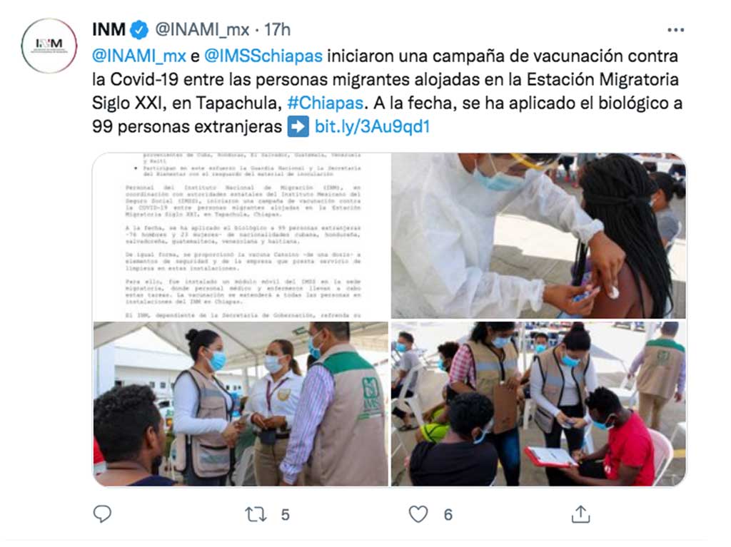 Vacunación para migrantes