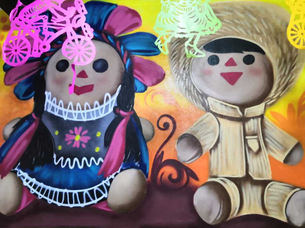 Ricos Huaraches del Seis en Cuautitlán Murales muñecas