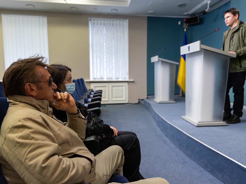 Sean Penn en conferencia de Prensa del Presidente de Ucrania