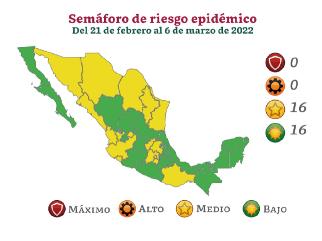 semáforo de riesgo epidemiológico en México