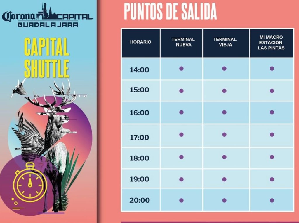 horarios-shuttle-corona-capital-guadalajara-2022