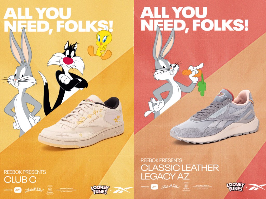 Los Looney Tunes se adueñan de las siluetas en la nueva colección de Reebok.