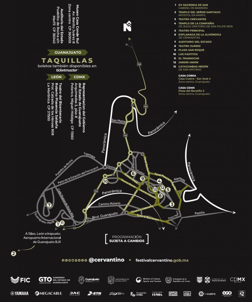 Mapa del Festival Internacional Cervantino 2022