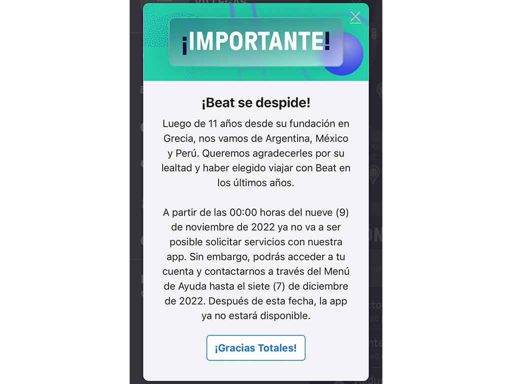 Beat se despide de México y LATAM