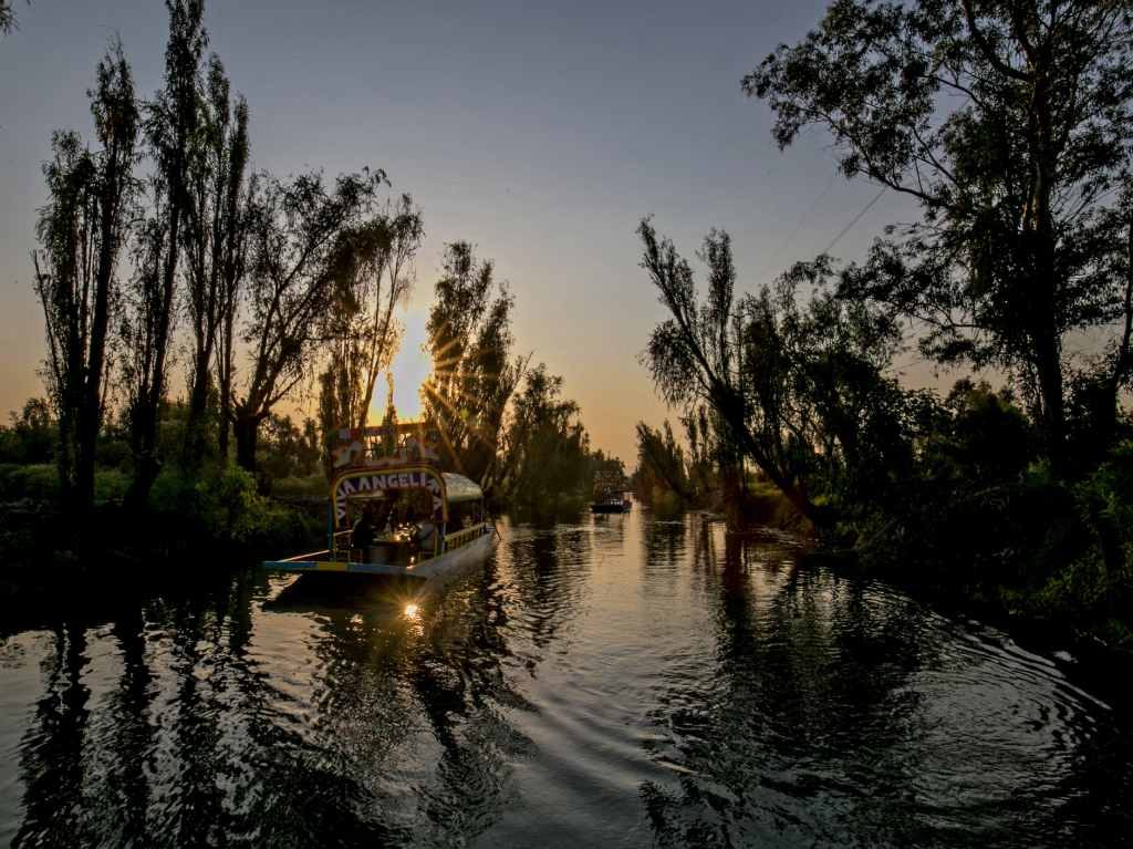 Trajinera en los canales de Xochimilco