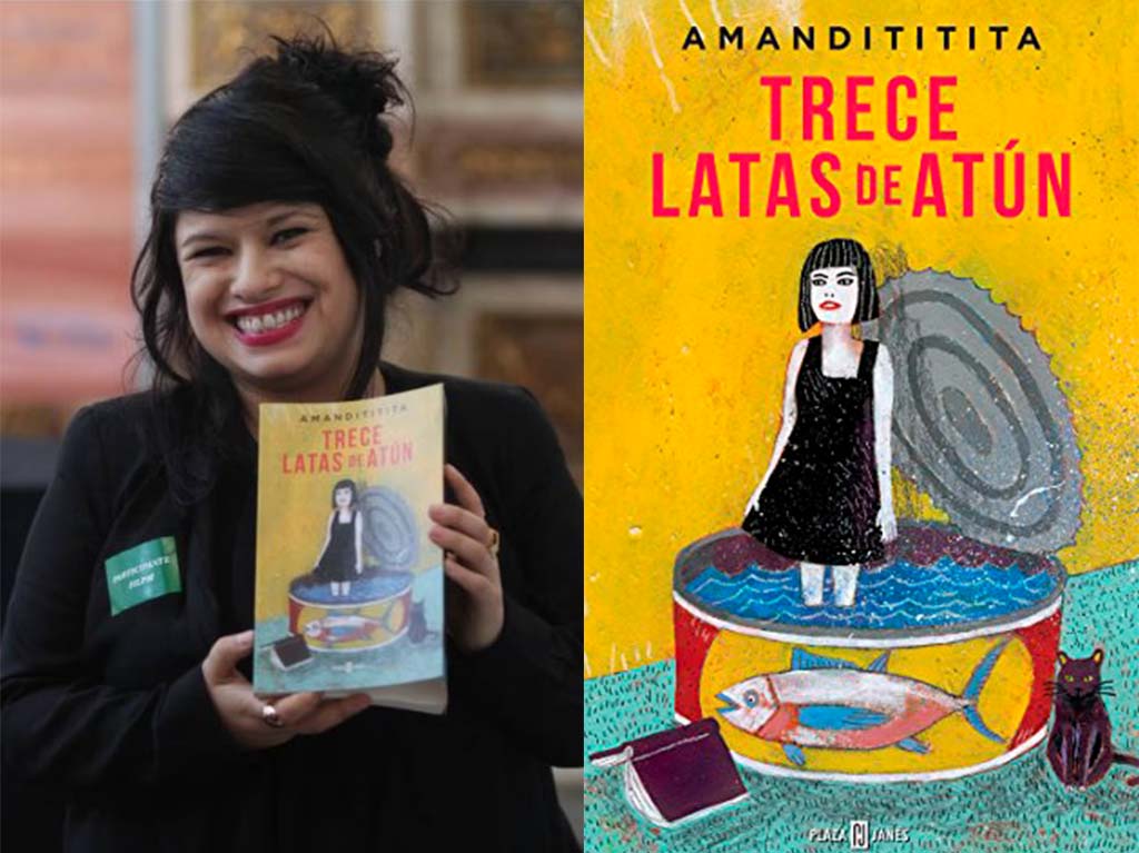 Amanda Escalante "Amandititita" con su libro "Trece latas de atún"