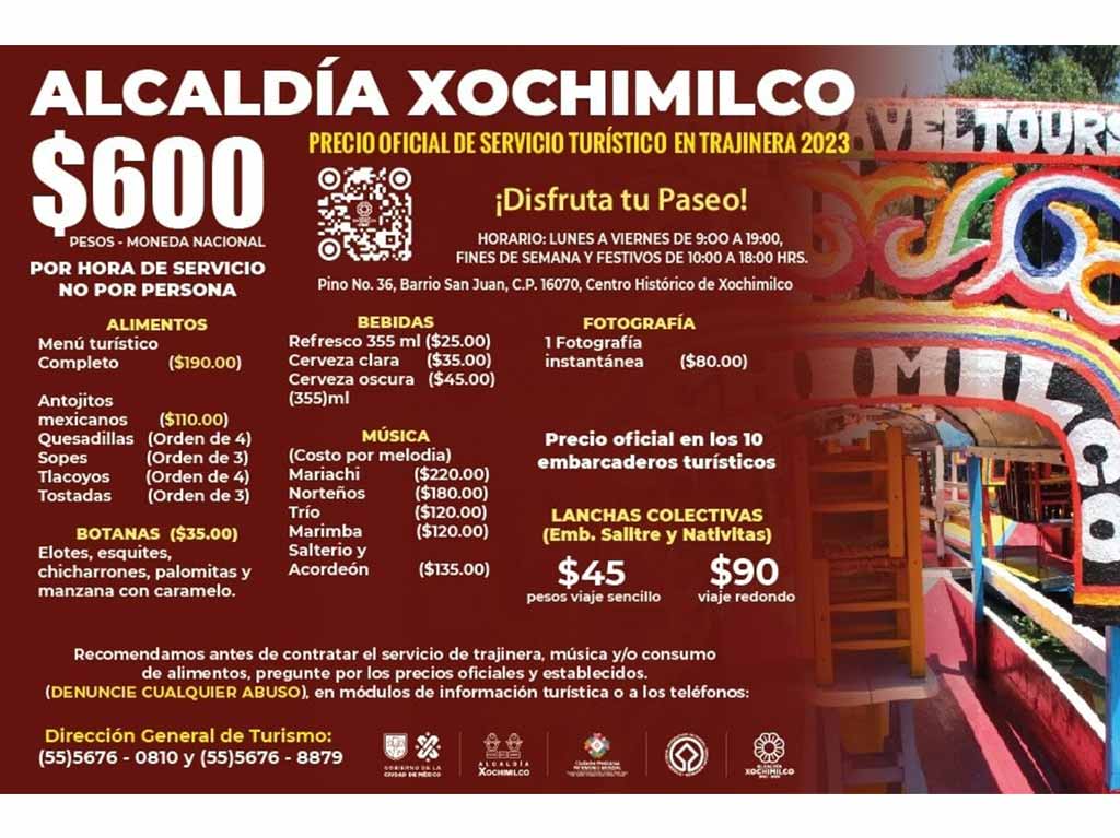 Cuánto cuesta el paseo en trajinera en Xochimilco