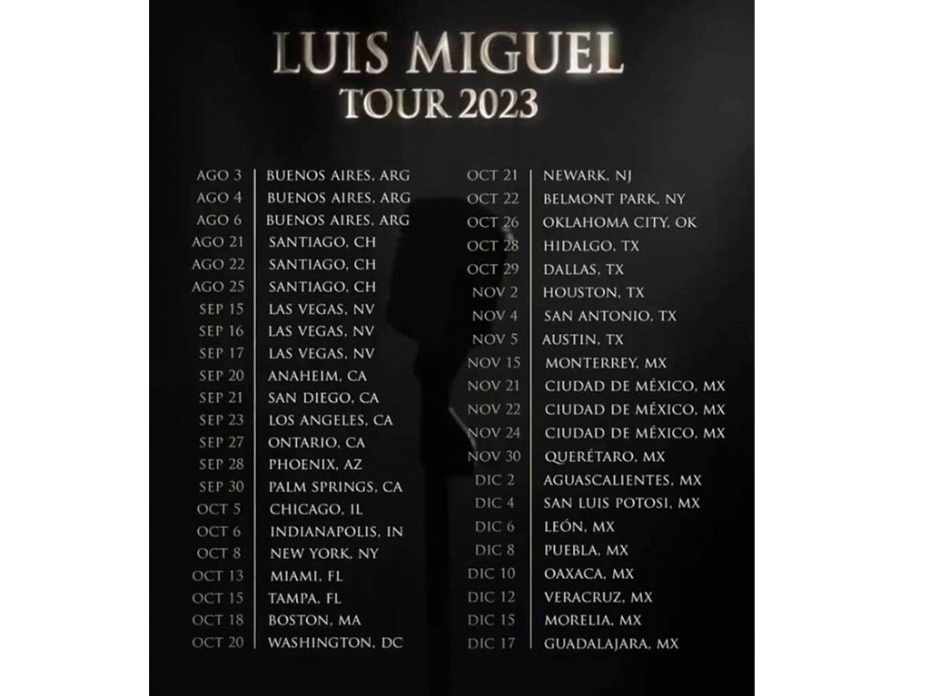 Luis Miguel confirma su gira 2023 en la Arena Ciudad de México 2