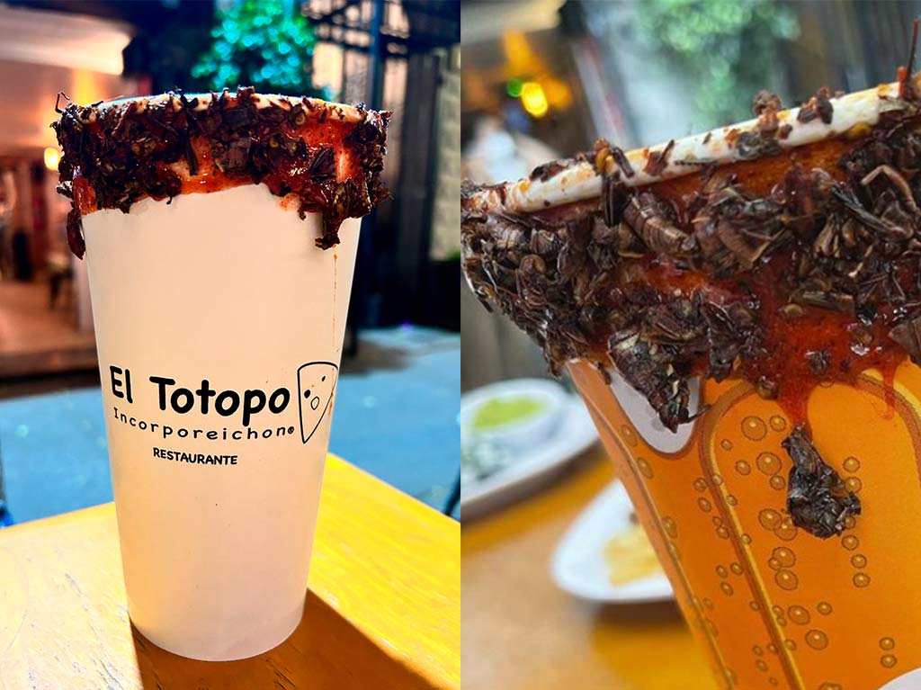 Michelada con chapulines del Totopo Incorporeichon