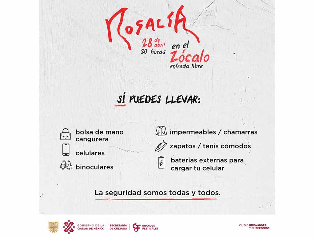 Objetos permitidos en el concierto de Rosalía en el Zócalo