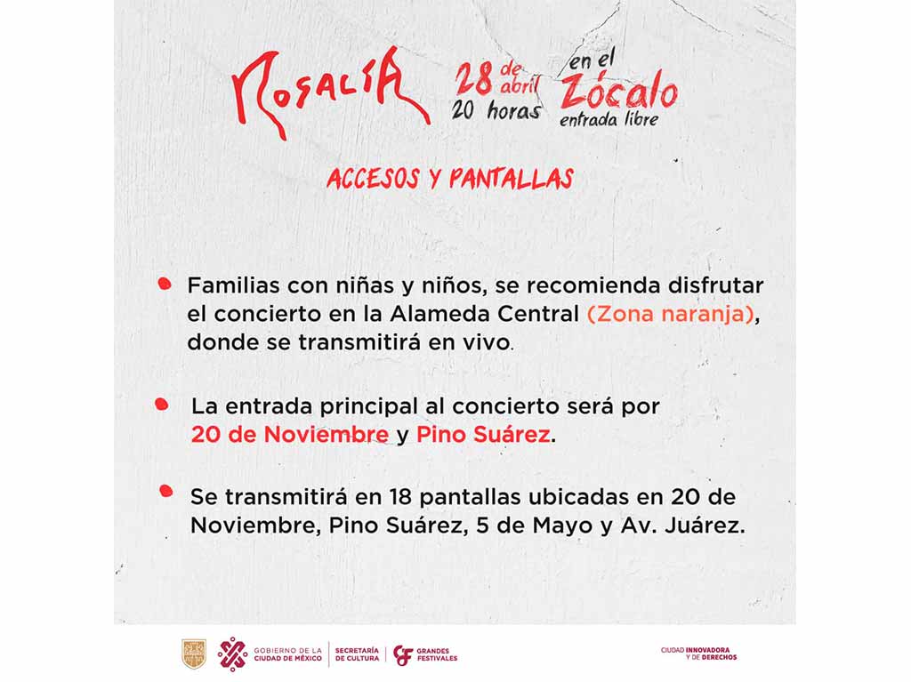 Accesos y pantallas para el concierto de Rosalía en el Zócalo