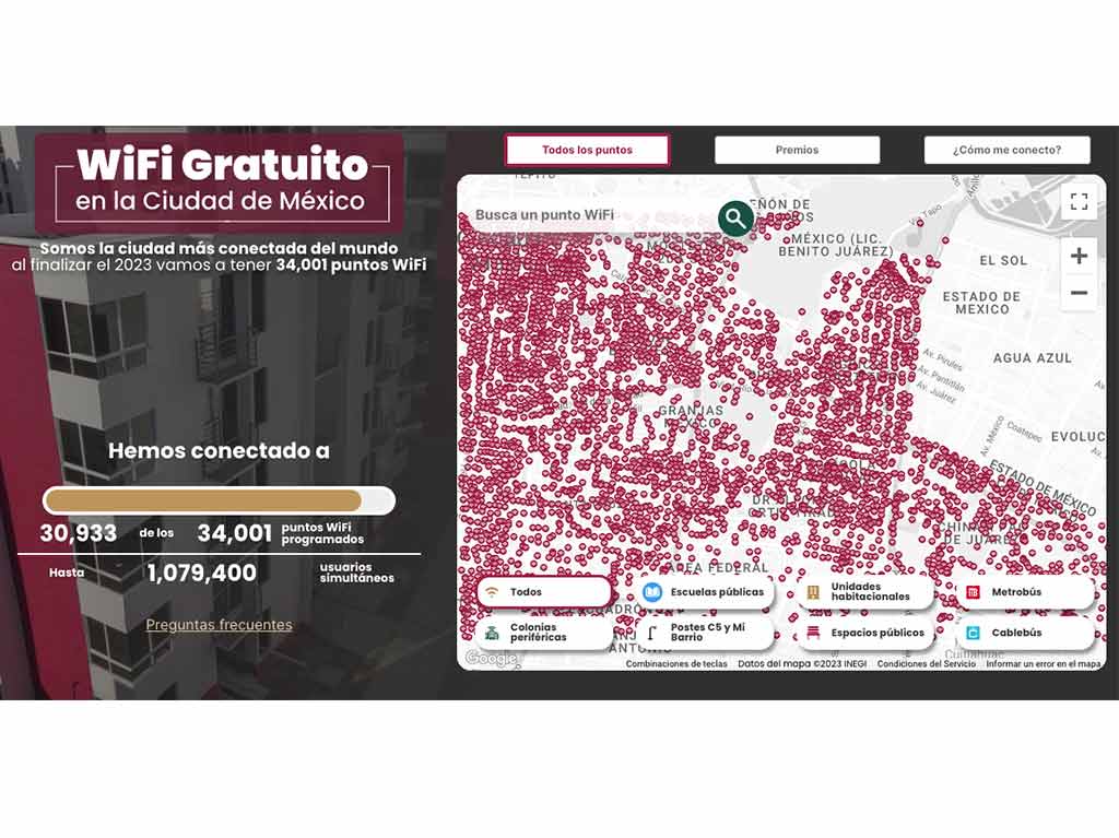 Mapa de internet gratis en CDMX